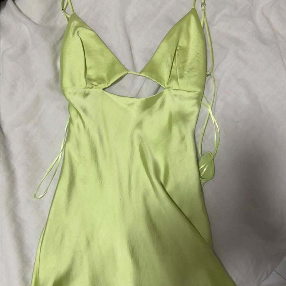 Zara Light Green Satin Mini Dress